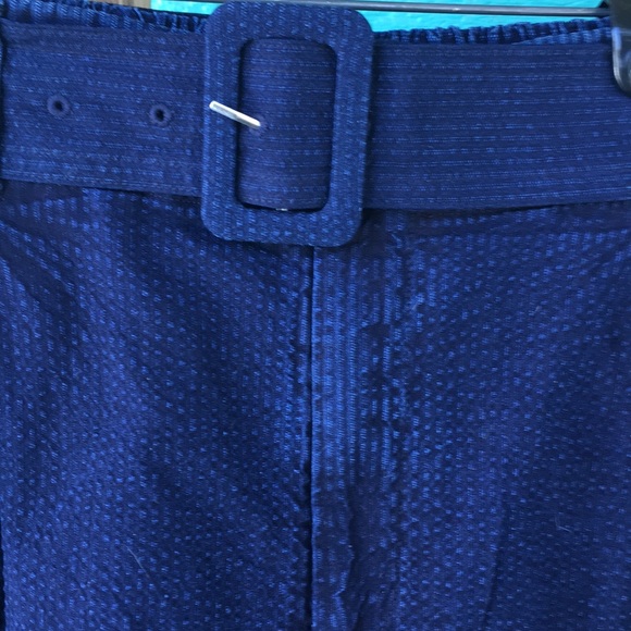 NWOT HIGH WAISTED DENIM PEPLUM BELTED NAVY… - Picture 3 of 8